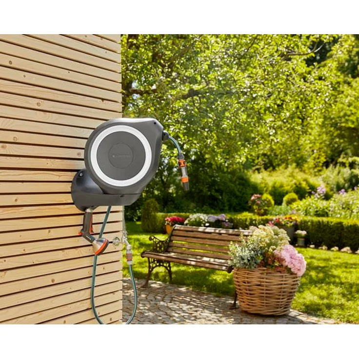 GARDENA Wand-Schlauchbox RollUp L 18627-20 30 Meter weiß 18627-20 180° schwenkbar frostsicher – Bild 2