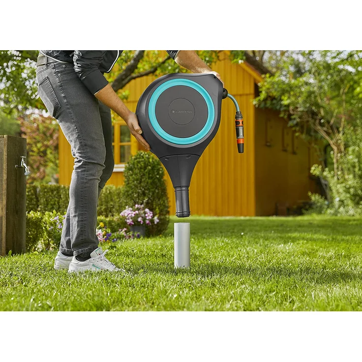 GARDENA Garten-Schlauchbox RollUp S 18604-20, 15 Meter Schlauchlänge, türkis, stehend, 360° drehbar 18604-20 UV-beständig, frostsicher – Bild 3