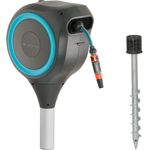 GARDENA Garten-Schlauchbox RollUp M 18614-20, 20 Meter Schlauchlänge, türkis, stehend, 360° drehbar 18614-20 UV-beständig, frostsicher