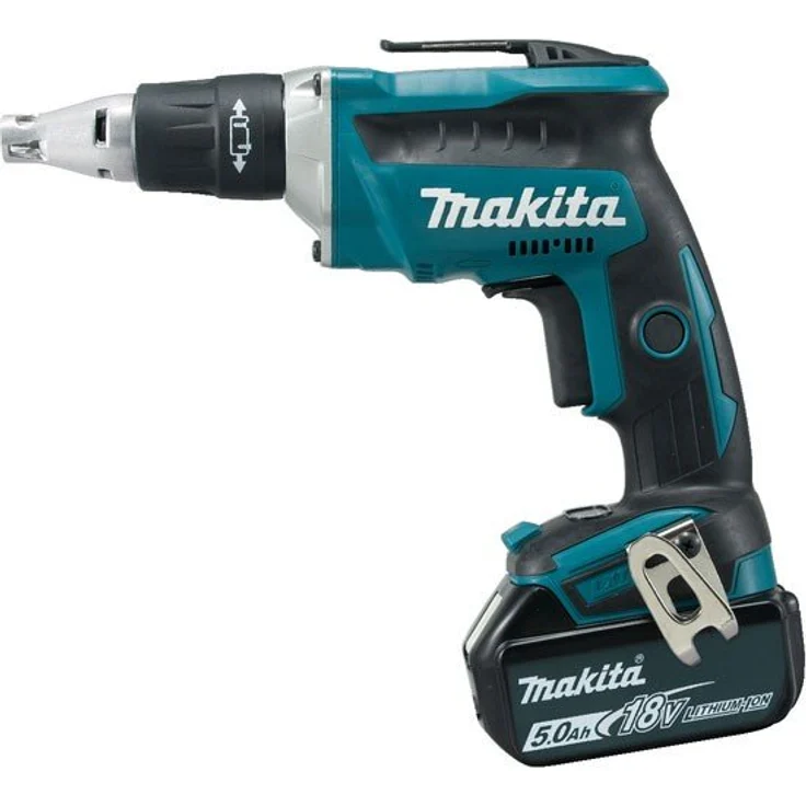 Makita Akku-Schnellbauschrauber DFS452RTJ - 18 V - 5,0 Ah, mit 2 Akkus und Ladegerät, türkis-schwarz – Bild 1