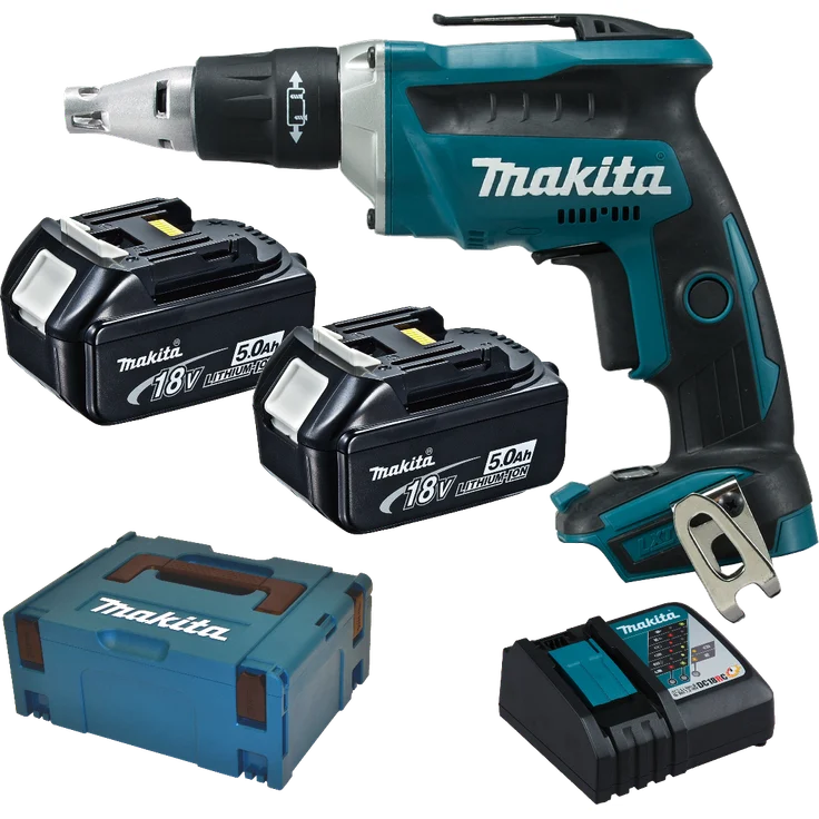 Makita Akku-Schnellbauschrauber DFS452RTJ - 18 V - 5,0 Ah, mit 2 Akkus und Ladegerät, türkis-schwarz – Bild 3