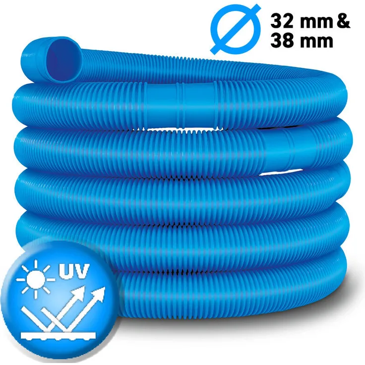 Poolschlauch 6m - Ø 38mm Blau Schwimmbadschlauch Saugschlauch Solarschlauch - Tillvex