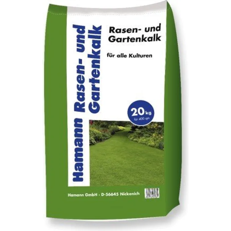 Hamann Rasen- und Gartenkalk 20 kg Streudünger fest, hohe Löslichkeit, nachhaltig, 400m²