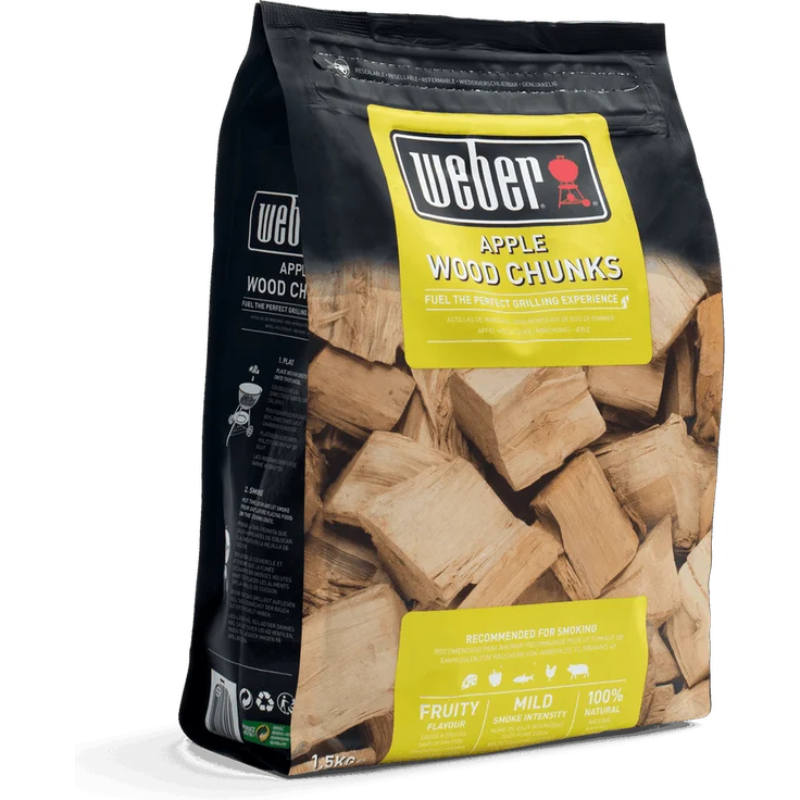Weber 17616 Wood Chunks Apfelholz, 1,5 kg, dezentes, sáes Aroma, R„uchern, Grillen – Bild 1
