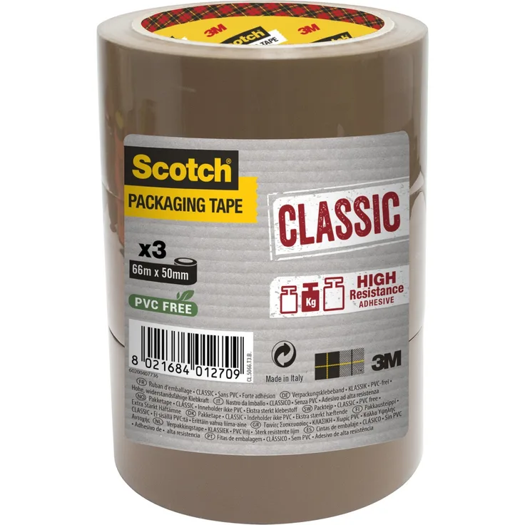 Scotch CT5066B3 Verpackungsklebeband (66 m x 50 mm, 3 Rollen) braun