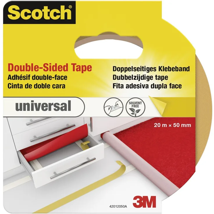Scotch 42012050 Klebeband Universal, doppelseitig, 50 mm x 20 m, hellbraun