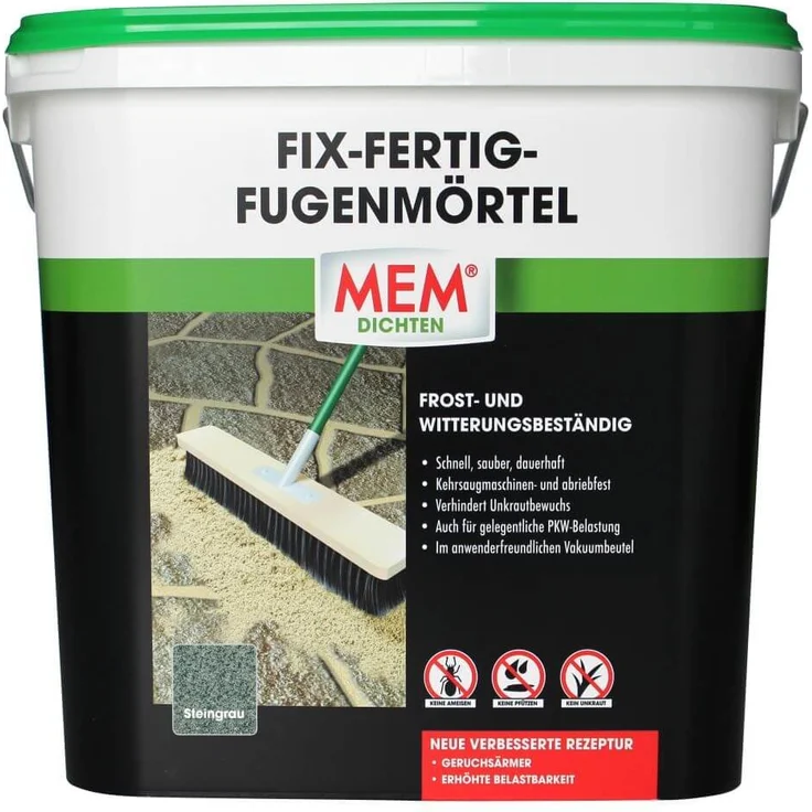 MEM Fix-Fertig-Fugenmörtel Steingrau 12,5 kg, Fugenmasse außen, Pflasterfuge – Bild 1