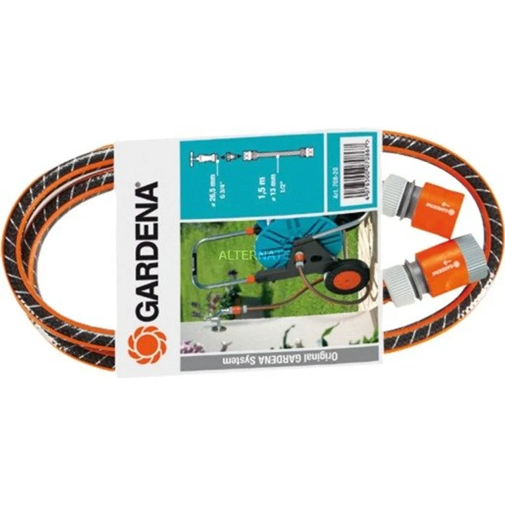 GARDENA Anschlussgarnitur Comfort FLEX 13 mm (1-2 Zoll), 1.5 m: Schlauchadapter zum Anschluss des Schlauchwagens, Schlauch mit Schnellkupplungen und Hahnstück, 25 bar Berstdruck (18040-20) – Bild 1