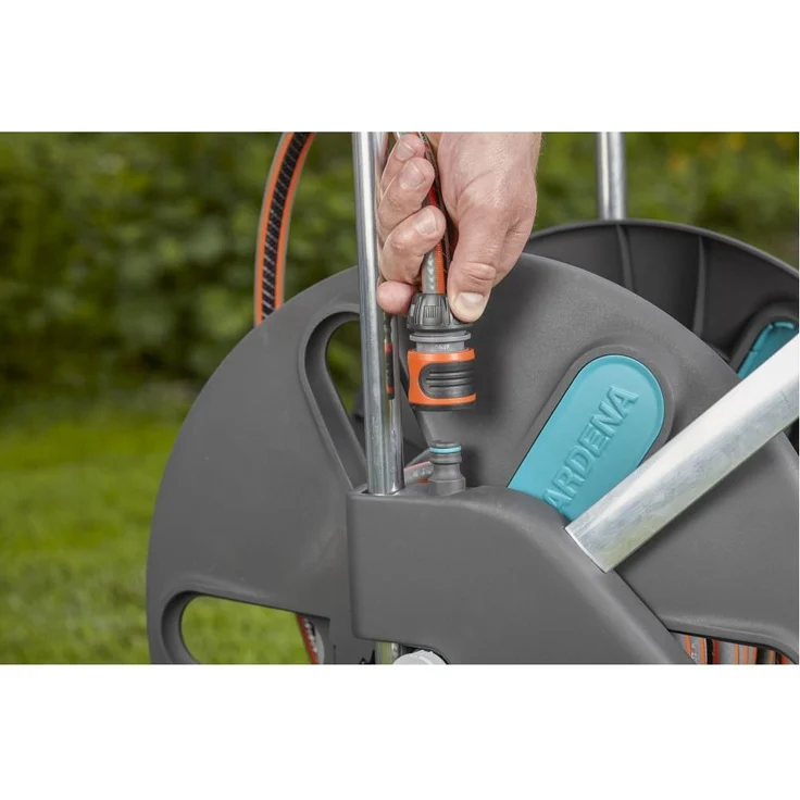 GARDENA Schlauchwagen CleverRoll L Easy (18520-20) 100 m Kapazität, besonders standfest, mit komfortabler Schlauchführung in robustem Metallrahmen, Nachtropfstopp – Bild 2