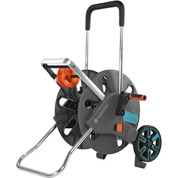 GARDENA Schlauchwagen CleverRoll L Easy (18520-20) 100 m Kapazität, besonders standfest, mit komfortabler Schlauchführung in robustem Metallrahmen, Nachtropfstopp – Bild 1