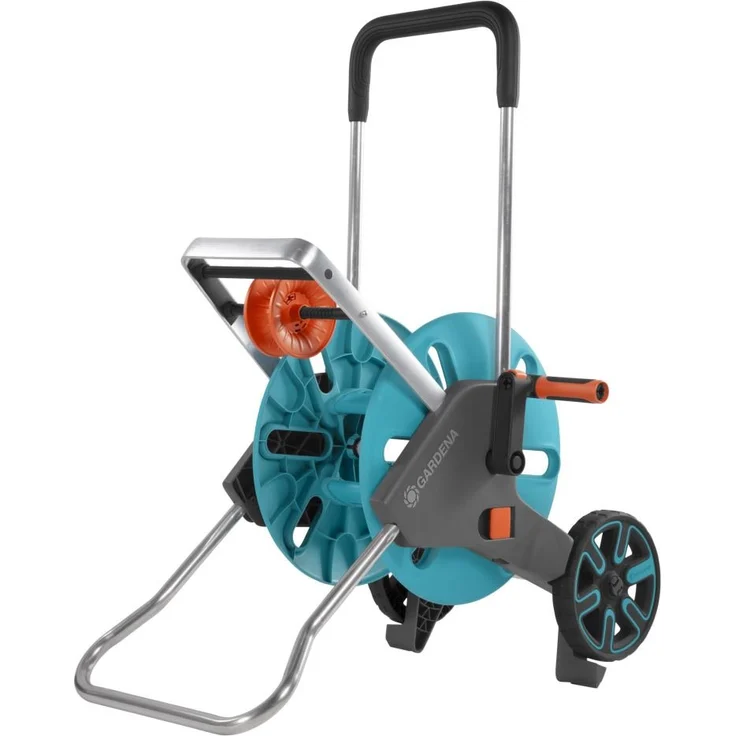 GARDENA Schlauchwagen CleverRoll M Easy: Schlauchwagen mit bis zu 60 m Kapazität, besonders standfest, mit komfortabler Schlauchführung in robustem Metallrahmen, Nachtropfstopp, werkzeuglose Montage (18515-20) – Bild 1