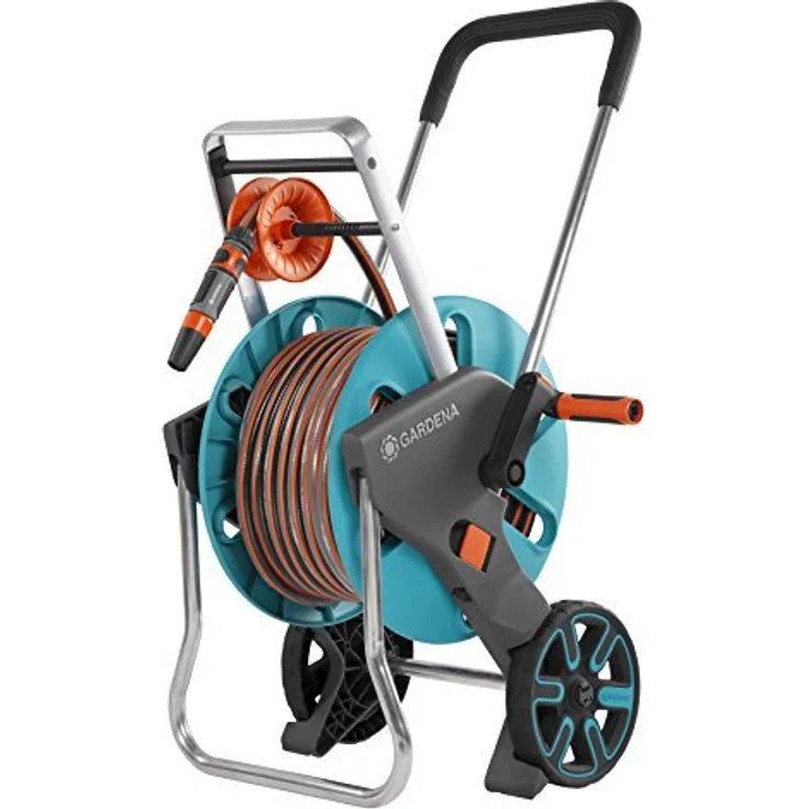 GARDENA Schlauchwagen CleverRoll M Easy Set bis zu 60 m Schlauchkapazität, inklusive 20 m Schlauch 13 mm (18517-20) besonders standfest, mit komfortabler Schlauchführung in robustem Metallrahmen, Nachtropfstopp – Bild 2
