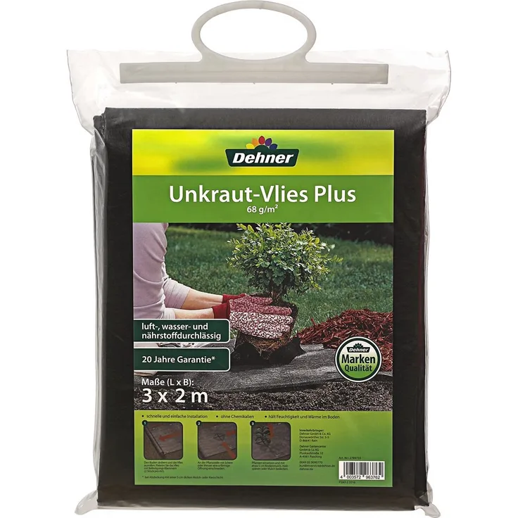 Dehner Garten Unkraut-Vlies Plus, ca. 3 x 2 m, schwarz