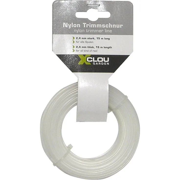 Xclou Mähfaden für den Rasen Trimmerfaden 2,0 mm, Transparent, 15 x 0,2 x 17 cm