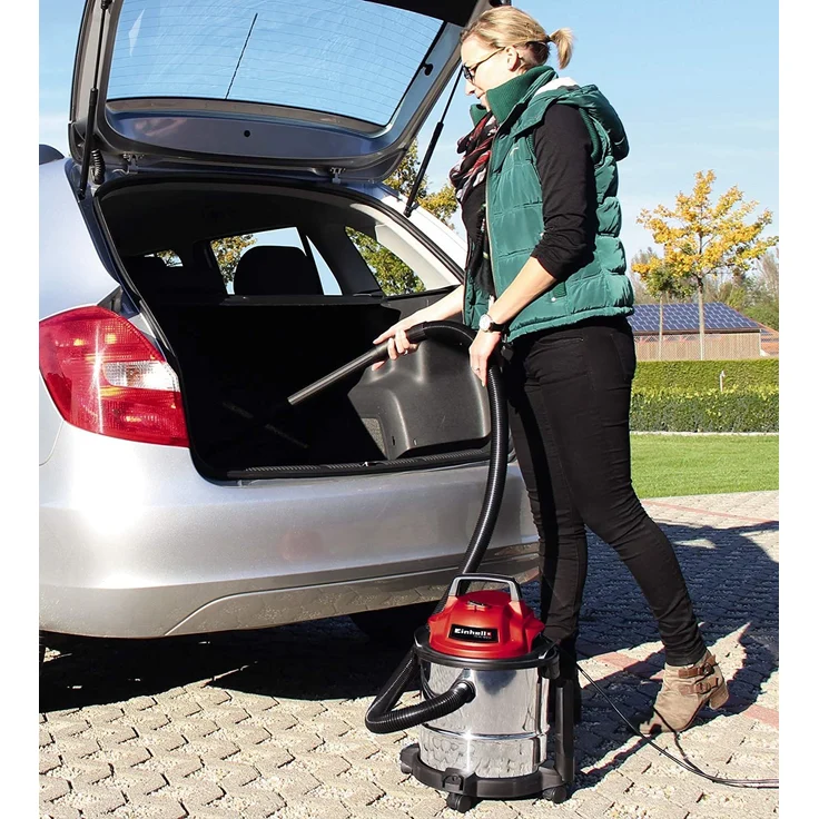 Einhell Nass-Trockensauger TC-VC 1812 S, 1250 W, 180 mbar, 12 l, Edelstahlbehälter, umfangreiches Zubehör Beutel - beutellos 12 Liter – Bild 9