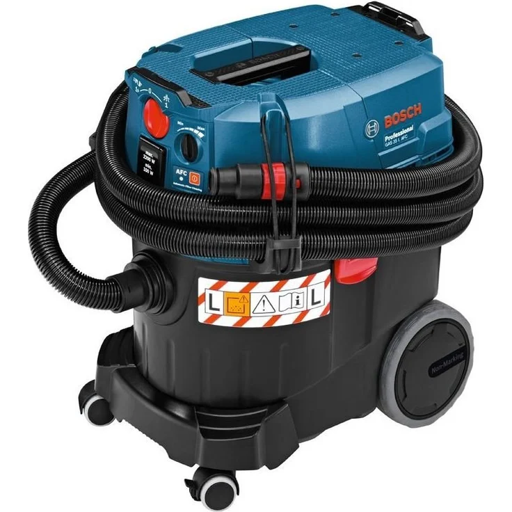 Bosch Professional GAS 35 L AFC, 1.380 W Max., 35 l Behältervolumen, Fugendüse 250 mm, Flachfaltenfilter PES, Krümmer, Bodendüsen-Set, 3x Saugrohr verchromt – Bild 2