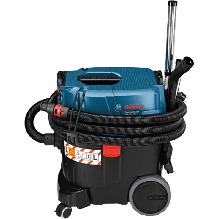 Bosch Professional GAS 35 L AFC, 1.380 W Max., 35 l Behältervolumen, Fugendüse 250 mm, Flachfaltenfilter PES, Krümmer, Bodendüsen-Set, 3x Saugrohr verchromt – Bild 3