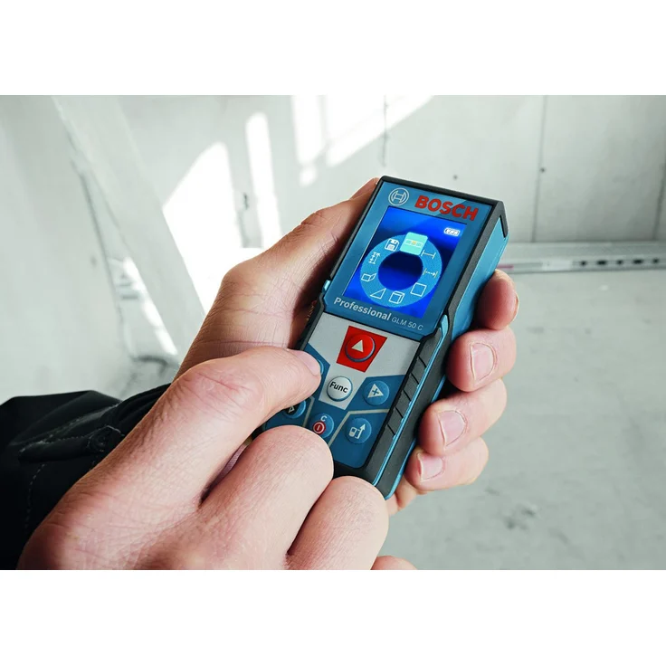 Bosch Professional Laser Entfernungsmesser GLM 50 C (Bluetooth-Datentransfer, Flächen--Volumenberechnung, max. Messbereich: 50 m, 2x 1,5-V Batterien, Schutztasche) – Bild 3