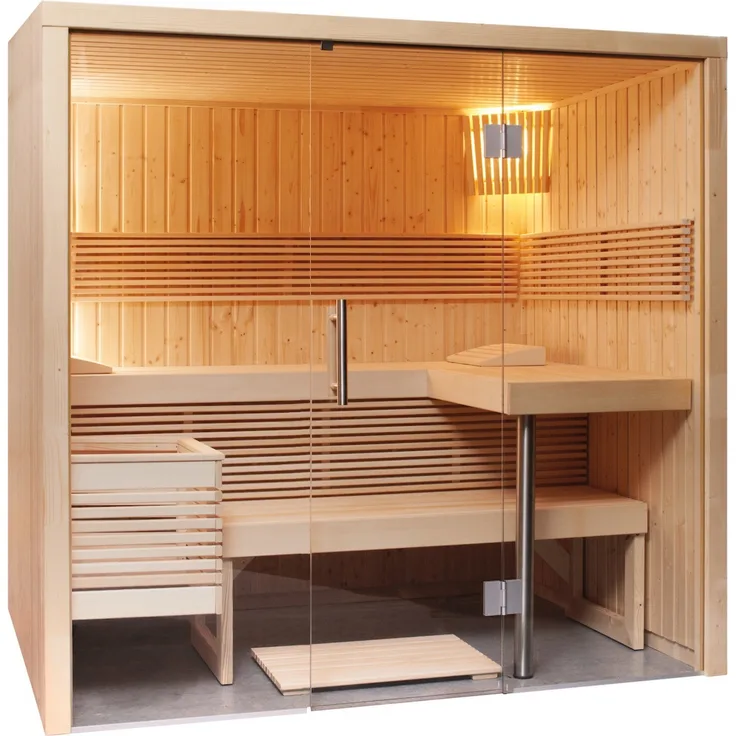 Sentiotec Panorama Small Elementsauna aus Fichte Saunakabine ca. 214x160x201 cm