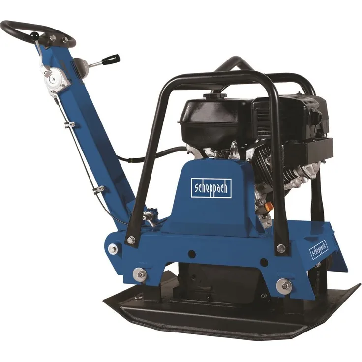 Scheppach Benzin Rüttelplatte HP3000S Verdichter Rüttler Vibrationsplatte | 9 PS Leistung | 30,5 kN Verdichtungsdruck | 50cm Verdichtungstiefe | Komplettset inkl. Gummimatte und Fahrvorrichtung
