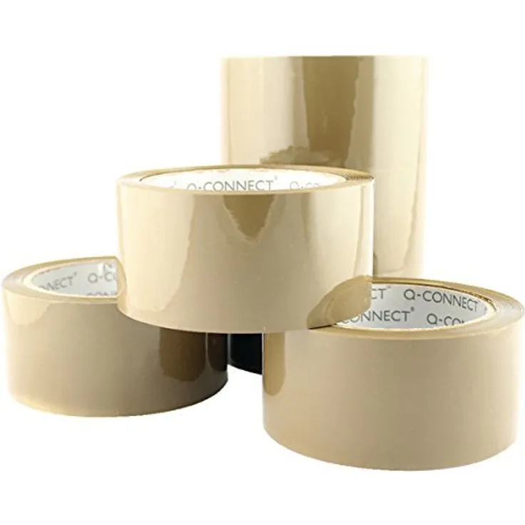 Q-Connect KF04381 Paketklebeband - Verpackungsklebeband, sehr leise beim Abreißen, Braun X 6