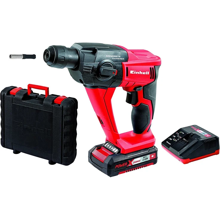 Einhell Power X-Change Akku Bohrhammer TE-HD 18 Li Set Power X-Change PXC (Lithium Ionen, 18 V, 1,2 J, Bohrleistung in Beton 12 mm, SDS-Plus-Aufnahme, LED-Licht, inkl. 1,5 Ah Akku und Ladegerät) – Bild 1