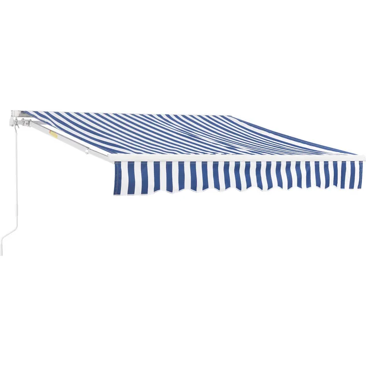 Gelenkarmmarkise 350x250cm mit Handkurbel Blau-Weiß