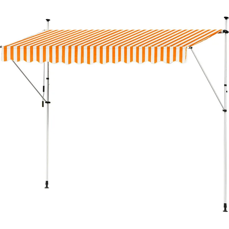 Markise Klemmmarkise Einziehbar Balkonmarkise Gelenkmarkise Sonnenschutz Manuell Kurbel Orange Weiß 350 cm Kingpower