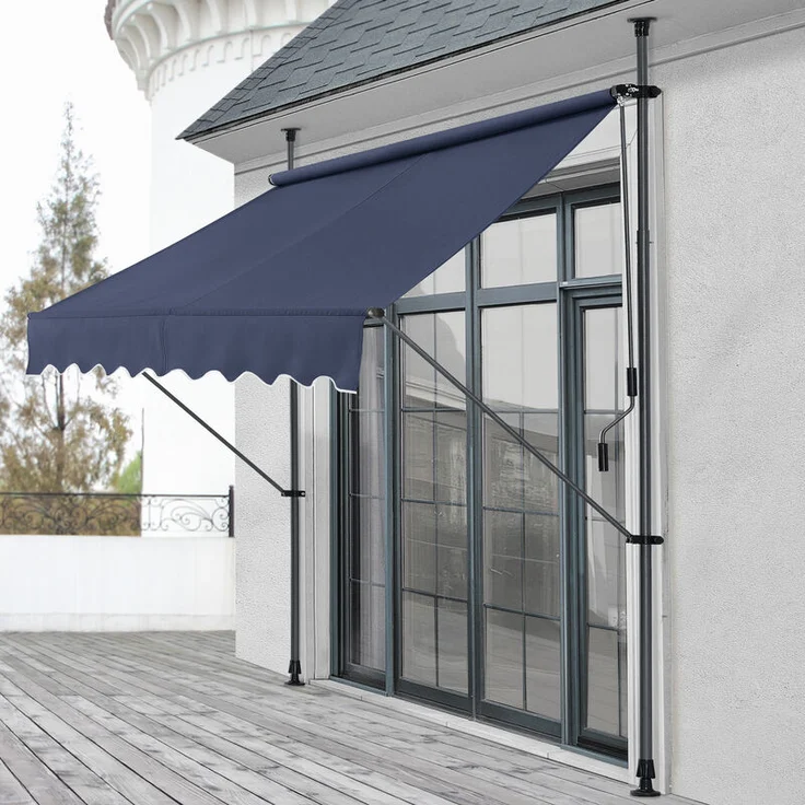 Pro.tec - Klemmmarkise 250x120x200-300cm ohne Bohren Dunkelblau