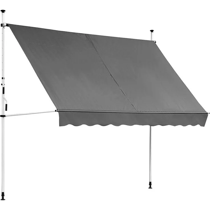 Klemmmarkise Balkon Markise Sonnenschutz Terasse Fenstermarkise Balkonmarkise Sonnensegel Windschutz Balkon Rollo - 250 x 120 cm - Grau – Bild 1