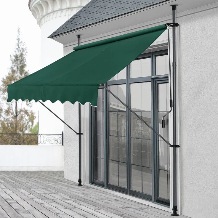 Pro.tec - Klemmmarkise 250x120x200-300cm ohne Bohren Dunkelgrün