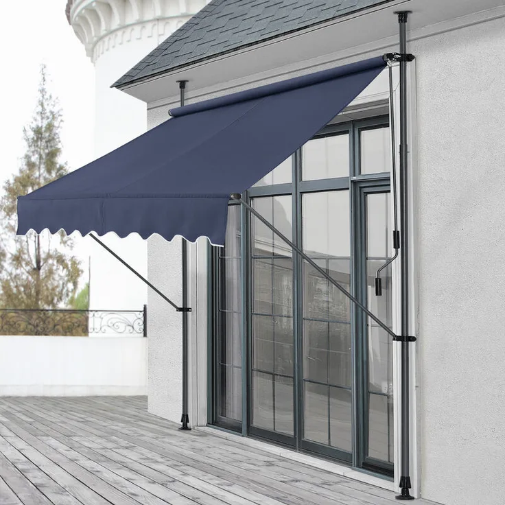 Pro.tec - Klemmmarkise 400x120x200-300cm ohne Bohren Dunkelblau