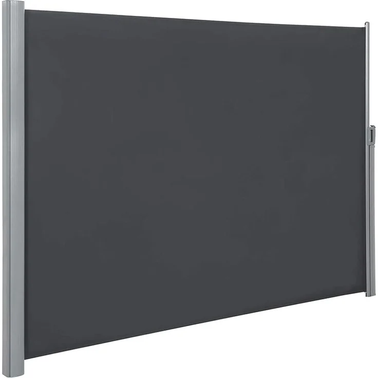 Seitenmarkise, 180 x 400 cm (H x L), Sichtschutz, Sonnenschutz, Seitenrollo, für Balkon, Terrasse, Garten, grau GSA184G - Grau – Bild 1