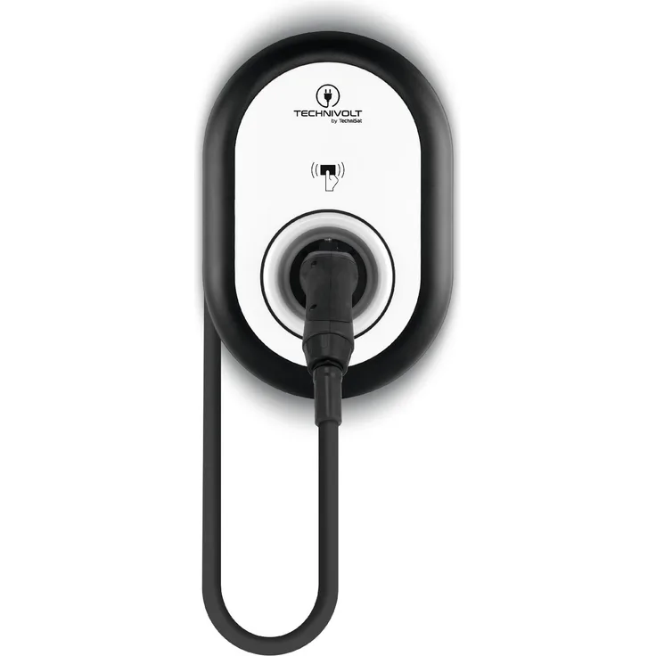 TECHNIVOLT 101 (Wallbox, Ladestation für Zuhause, für Elektroautos oder Plug-in-Hybride, 11 kW, Ladekabel montiert) schwarz
