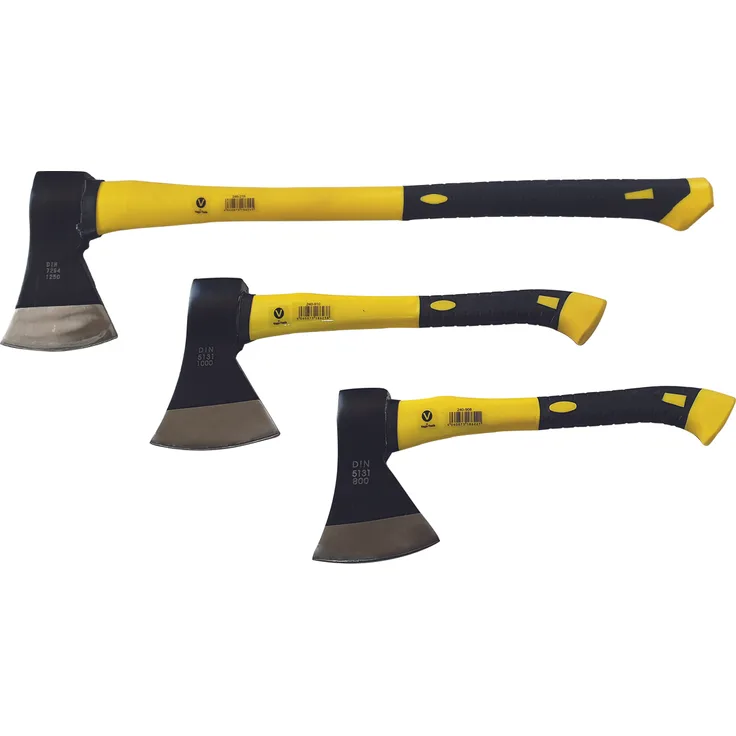 Vago-Tools Universalaxt 3 tlg Set Axt Beil Spaltaxt Holzaxt 800 1000 1250 g Fiberglasstiel