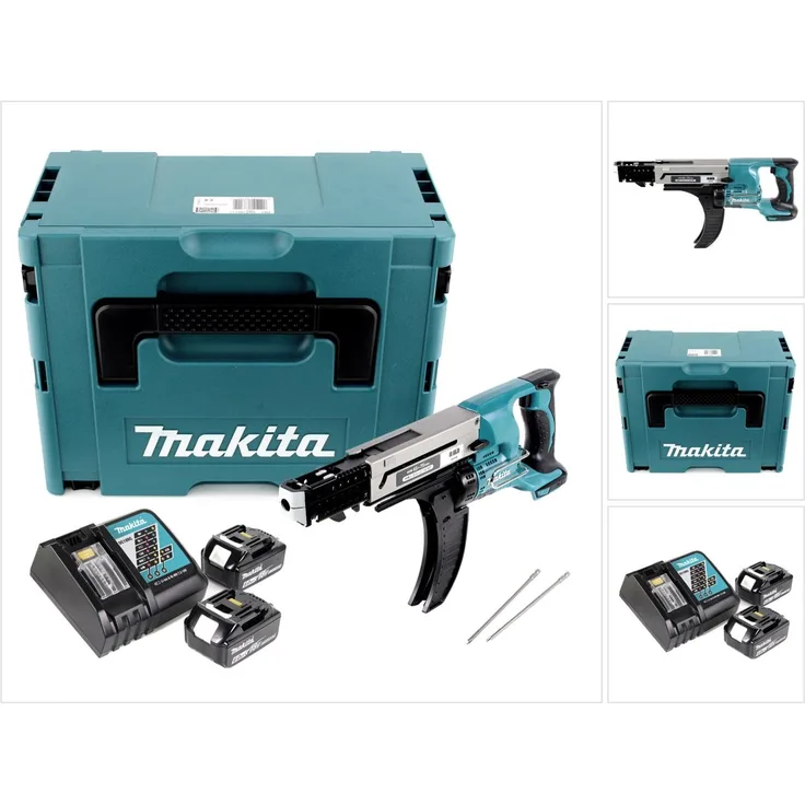 Makita DFR750RGJ Akku Magazinschrauber 18V 45-75mm, 2x Akku 6,0Ah, Ladegerät, Makpac
