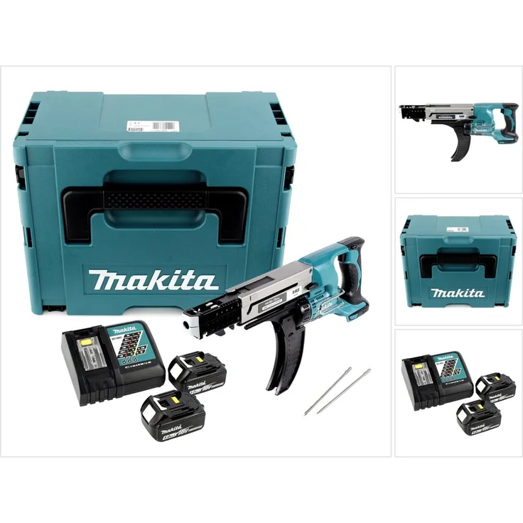 Makita DFR750RTJ Akku Magazinschrauber 18V 45-75mm, 2x Akku 5,0Ah, Ladegerät, Makpac