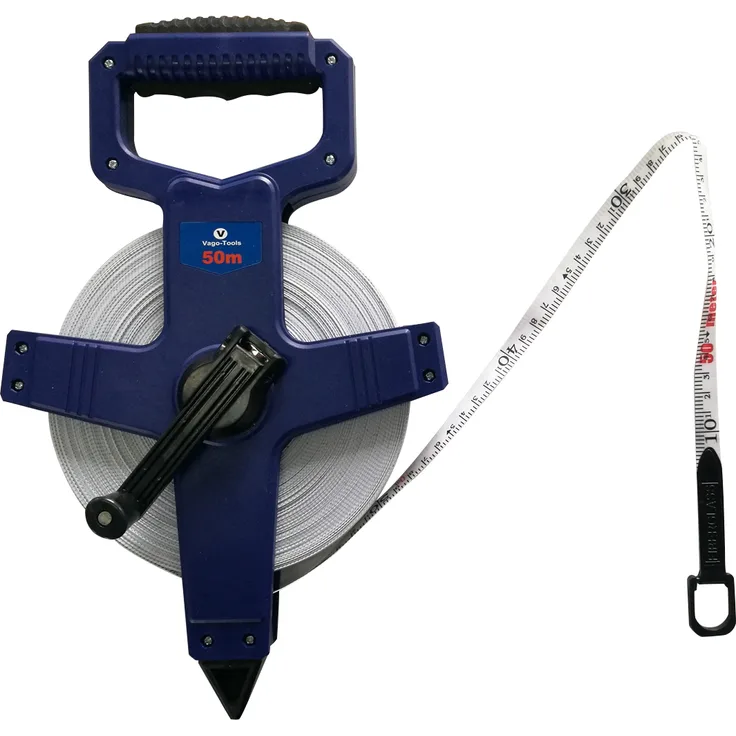 Vago-Tools 1x Rollmaßband Maßband Messband 50m Bandmaß Fiberglas mit Drehkurbel