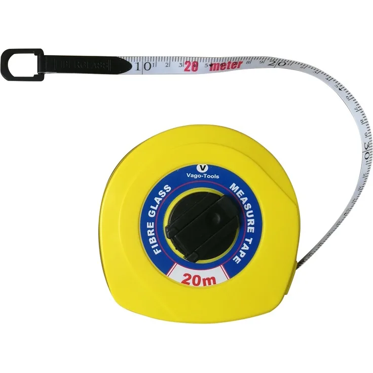 Vago-Tools 1x Profi Rollmassband 20m Kapselbandmass Massband mit Drehkurbel Fiberglas