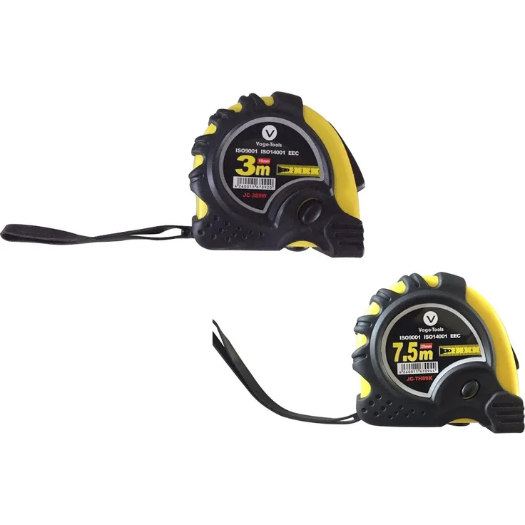 Vago-Tools 2 tlg Set Maßband Messband 3m-7,5m Rollmaßband Metermaß m. Stopknöpfe