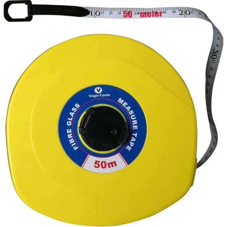 Vago-Tools 1x profi Rollmassband 50m Kapselbandmass Massband mit Drehkurbel Fiberglas
