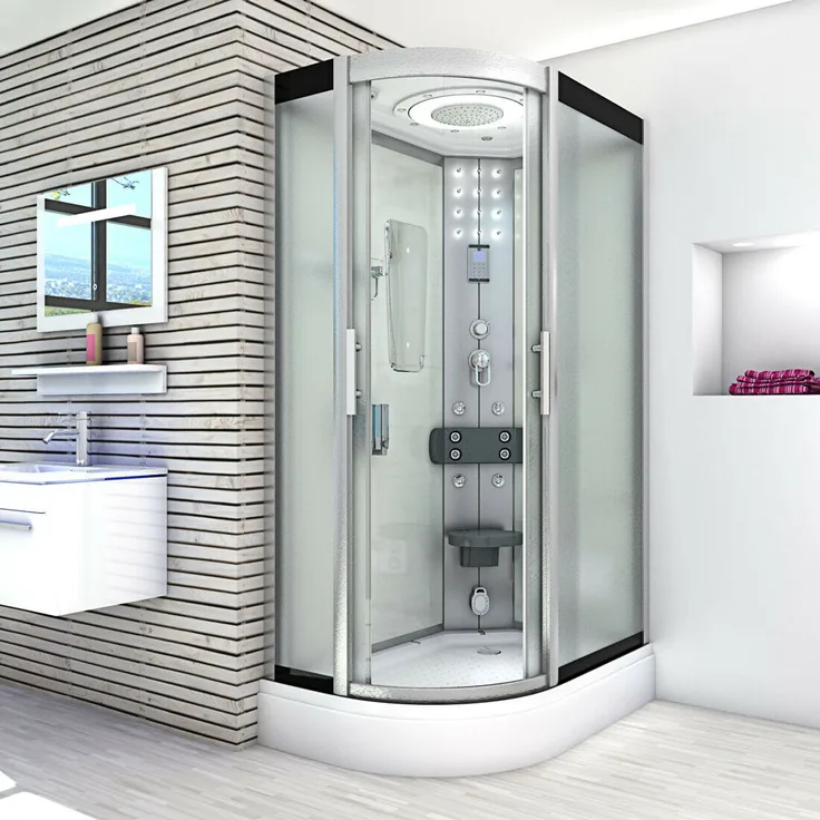 Duschkabine Duschtempel Fertigdusche Komplett Dusche D60-70M0L 120x80cm OHNE 2K Scheiben Versiegelung