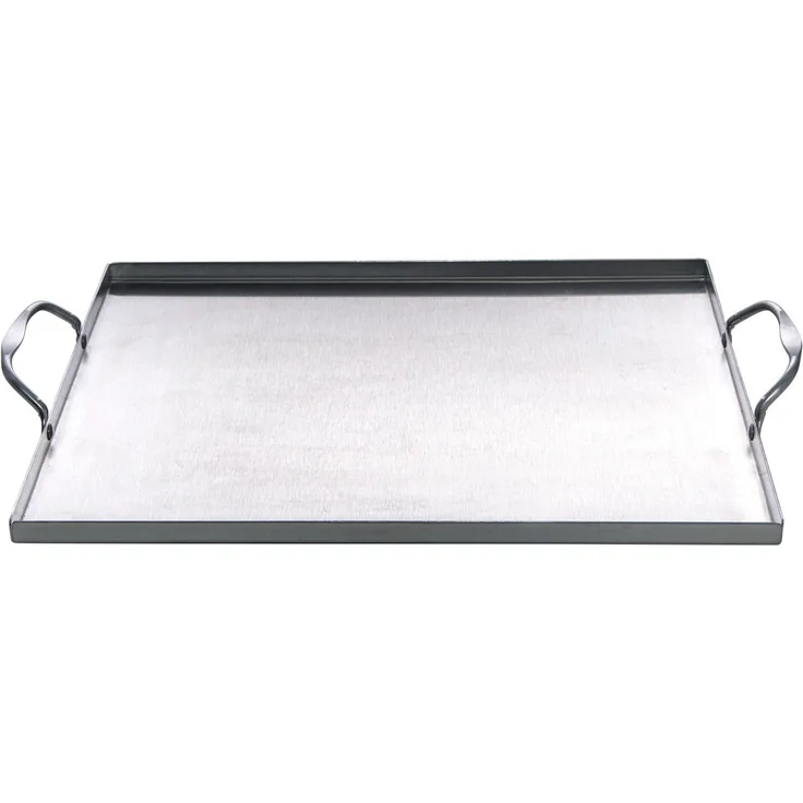 Allgrill Grillwanne aus Edelstahl, 31x27x1 cm, Grillplatte mit 2 Griffen, spülmaschinengeeignet