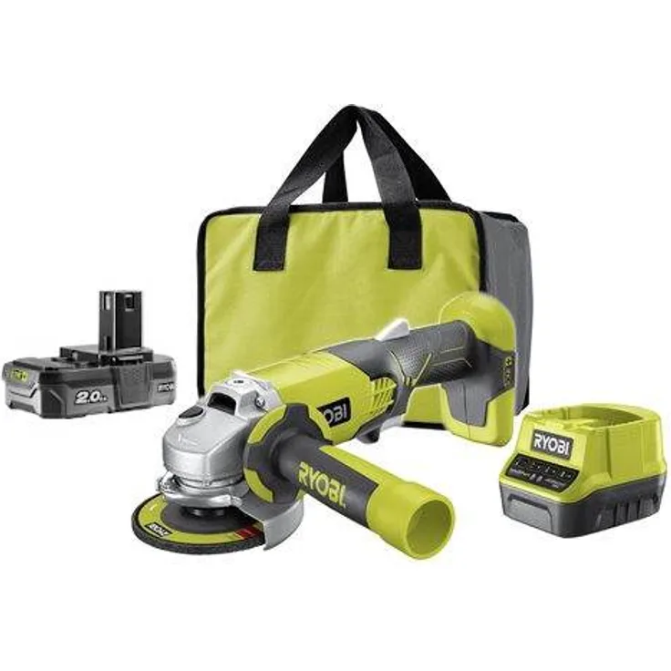 Ryobi Akku-Winkelschleifer 18 V ONE+, Scheibendurchmesser 115 mm mit 2,0 Ah