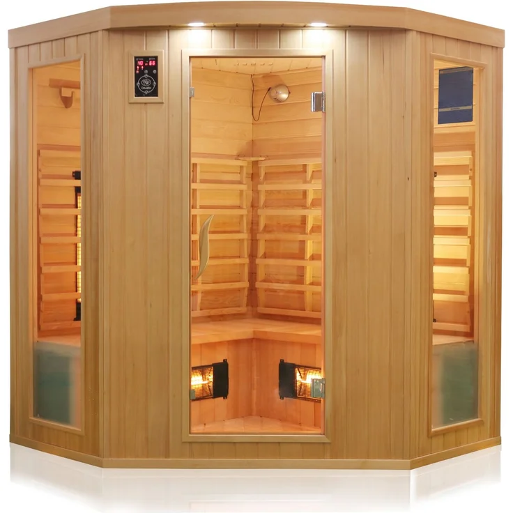 Dewello Infrarotkabine Infrarotsauna HALEY 160cm x 160cm inkl. Vollspektrumstrahler, Bodenstrahler und Zubehör – Bild 1