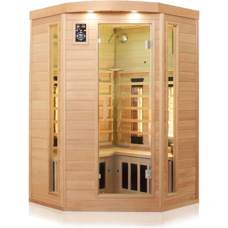 Dewello Infrarotkabine Infrarotsauna LAKEFIELD 3 120cm x 120cm inkl. Vollspektrumstrahler, Bodenstrahler – Bild 1