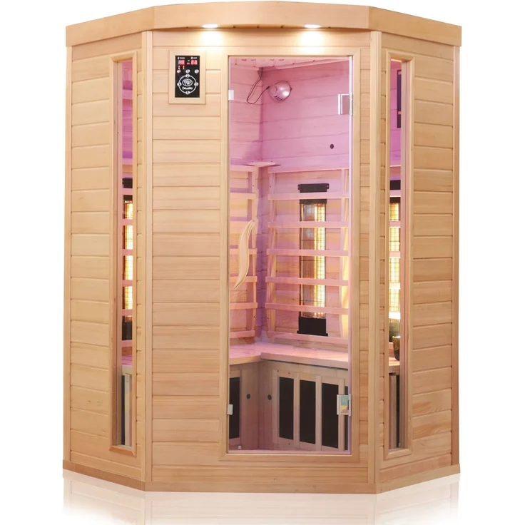 Dewello Infrarotkabine Infrarotsauna Wärmekabine LAKEFIELD 3 140cm x 140cm inkl. Vollspektrumstrahler, Bodenstrahler – Bild 1