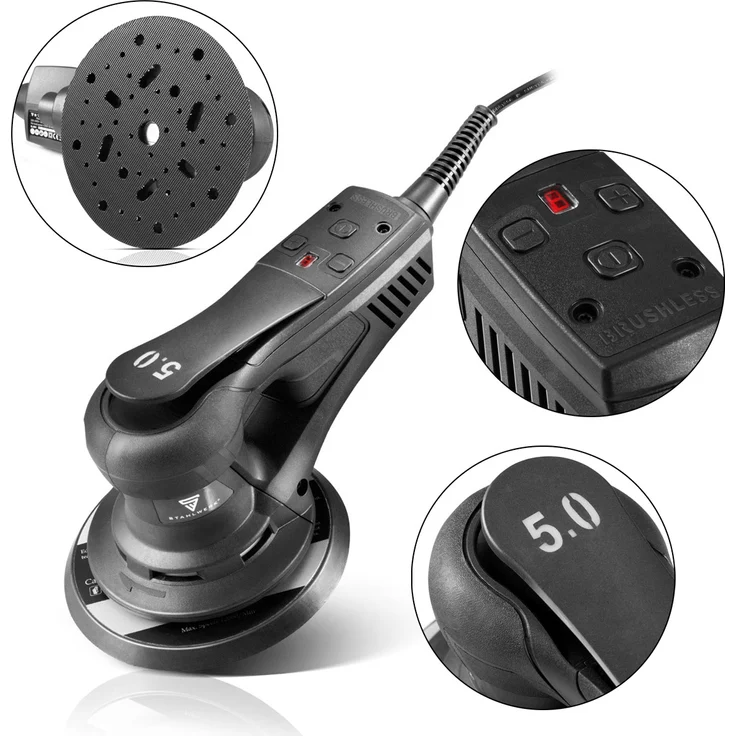 STAHLWERK ES-150 ST Brushless Exzenterschleifer Rotationsschleifer Handschleifer mit 350 Watt leistungsstarkes vibrationsarmes Schleifgerät - Preisvergleich – Bild 1