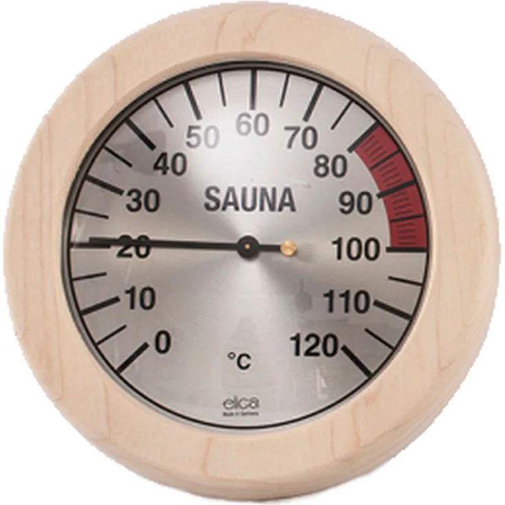 Sauna Thermometer mit rundem Holzrahmen 170mm