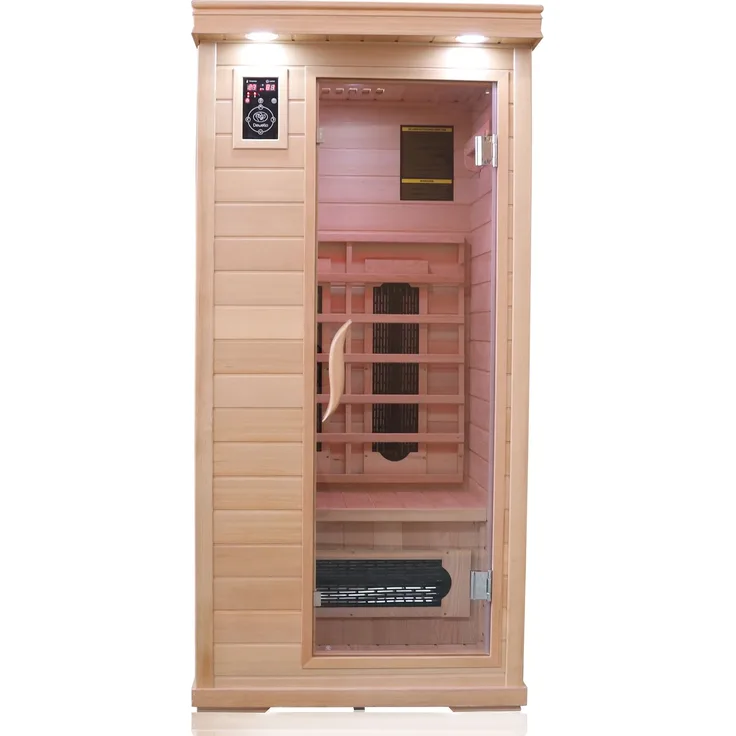 Dewello Infrarotkabine Infrarotsauna WINDSOR 90cm x 90cm inkl. Keramikstrahler, Bodenstrahler und Zubehör - Preisvergleich